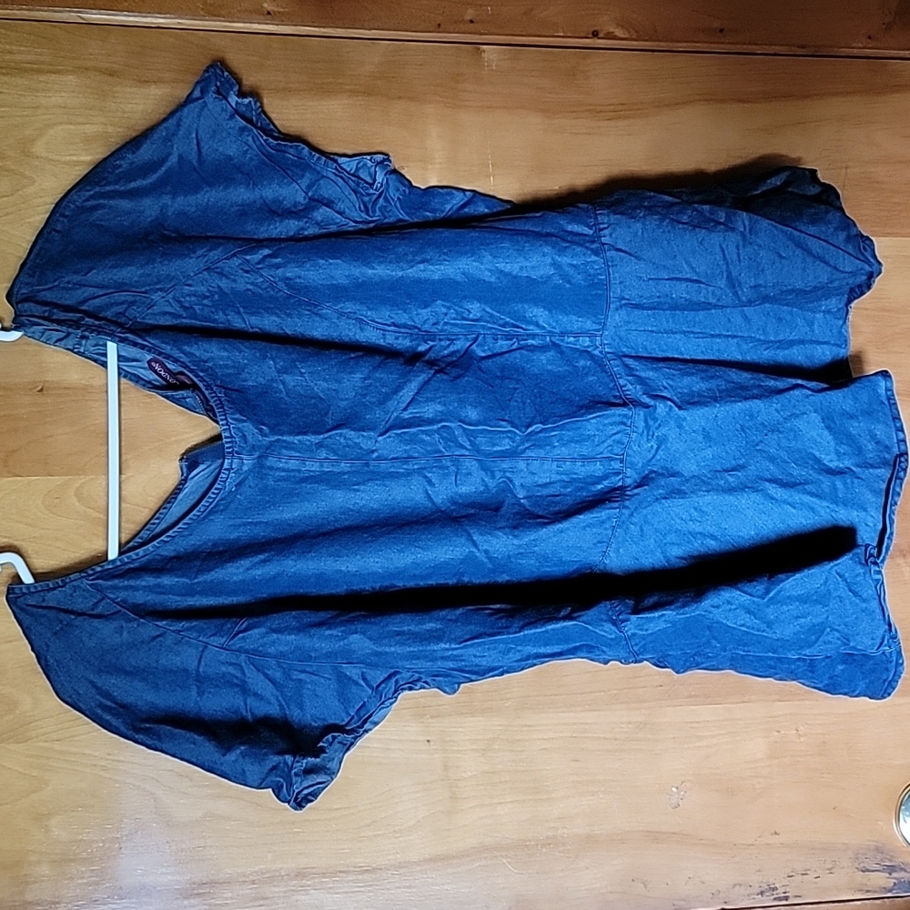 Blue lightweight Jean colored peplum top